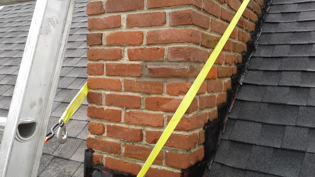 Shown is the finished, repaired chimney brick. 